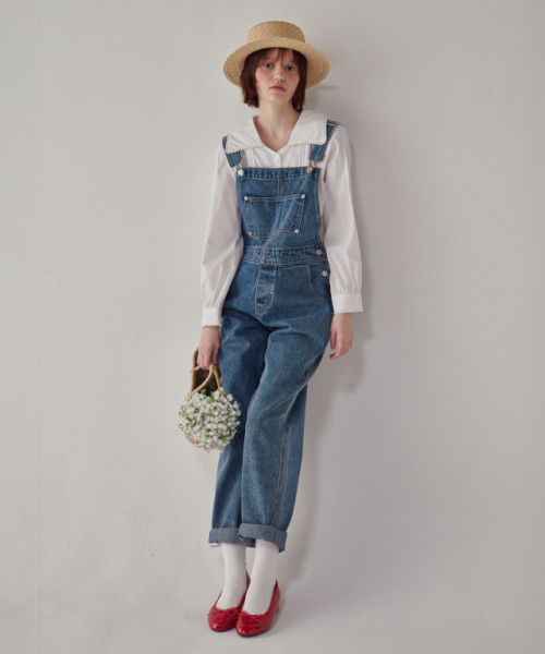 RONRON(ロンロン)の「OVERALLS DENIM PANTS MEDIUM BLUE(サロペット/オーバーオール・レディース・その他・FREE)」の1枚目の写真
