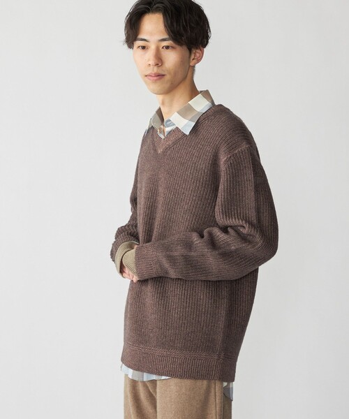 シップス（SHIPS）/SHIPS: ウール ガーメントダイ Vネック ニット セール】SHIPS: ウール ガーメントダイ Vネック ニット（ニット