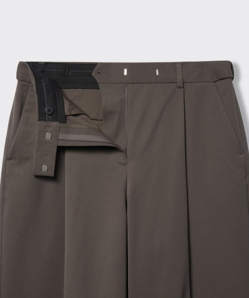 MUSINSA STANDARD WOMAN（ムシンサスタンダードウーマン）の「ウィメンズヘビーウェイト裏起毛ディープタックワイドスラックス[カーキブラウン]（スラックス・レディース・その他・34/32/28/29/30/31/24/25/26/27）」の3枚目の写真