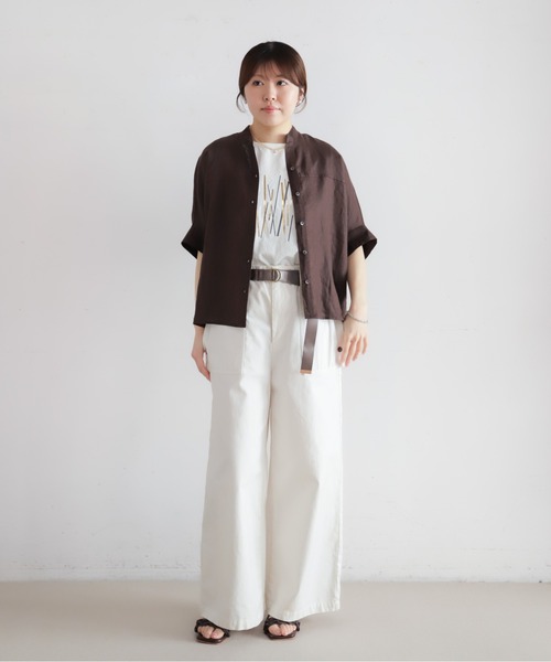 NOMBRE IMPAIR（ノンブルアンペール）の「インドリネン　スタンドバンザイシャツ（シャツ/ブラウス・レディース・ブラウン/オレンジ/ブルー・FREE）」の11枚目の写真