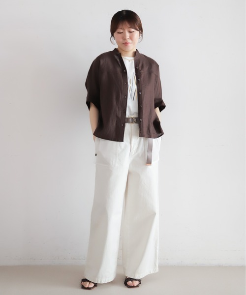 NOMBRE IMPAIR（ノンブルアンペール）の「インドリネン　スタンドバンザイシャツ（シャツ/ブラウス・レディース・ブラウン/オレンジ/ブルー・FREE）」の10枚目の写真
