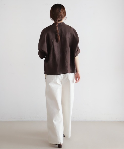 NOMBRE IMPAIR（ノンブルアンペール）の「インドリネン　スタンドバンザイシャツ（シャツ/ブラウス・レディース・ブラウン/オレンジ/ブルー・FREE）」の9枚目の写真
