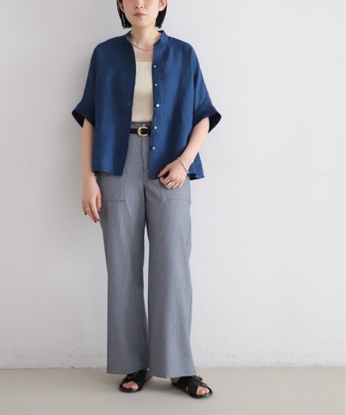 NOMBRE IMPAIR（ノンブルアンペール）の「インドリネン　スタンドバンザイシャツ（シャツ/ブラウス・レディース・ブラウン/オレンジ/ブルー・FREE）」の15枚目の写真