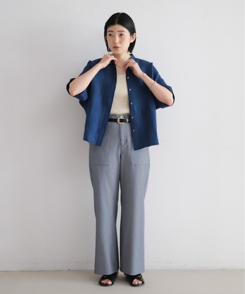 NOMBRE IMPAIR（ノンブルアンペール）の「インドリネン　スタンドバンザイシャツ（シャツ/ブラウス・レディース・ブラウン/オレンジ/ブルー・FREE）」の14枚目の写真