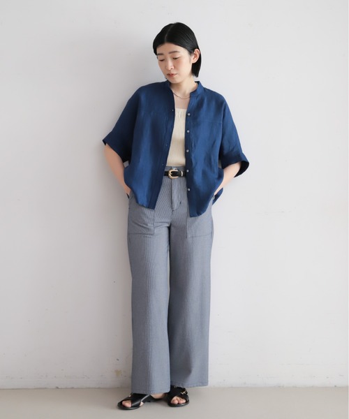 NOMBRE IMPAIR（ノンブルアンペール）の「インドリネン　スタンドバンザイシャツ（シャツ/ブラウス・レディース・ブラウン/オレンジ/ブルー・FREE）」の13枚目の写真