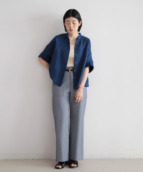 NOMBRE IMPAIR（ノンブルアンペール）の「インドリネン　スタンドバンザイシャツ（シャツ/ブラウス・レディース・ブラウン/オレンジ/ブルー・FREE）」の19枚目の写真