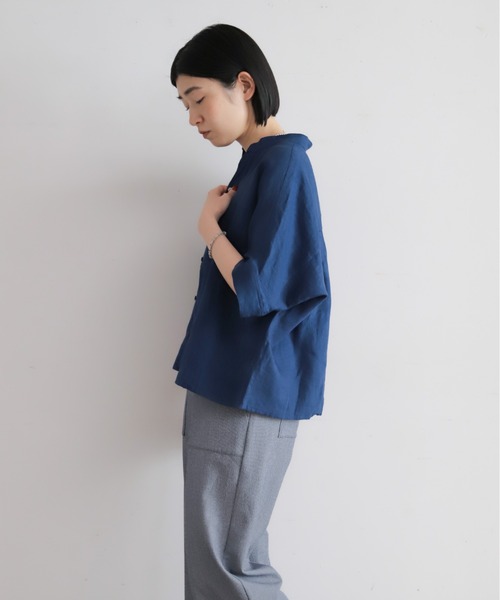 NOMBRE IMPAIR（ノンブルアンペール）の「インドリネン　スタンドバンザイシャツ（シャツ/ブラウス・レディース・ブラウン/オレンジ/ブルー・FREE）」の17枚目の写真