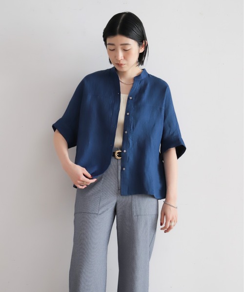 NOMBRE IMPAIR（ノンブルアンペール）の「インドリネン　スタンドバンザイシャツ（シャツ/ブラウス・レディース・ブラウン/オレンジ/ブルー・FREE）」の16枚目の写真