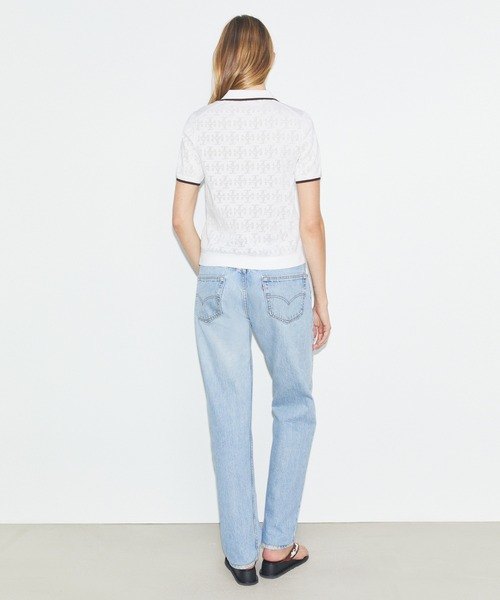 TORY BURCH(トリーバーチ)の「Tモノグラム コットン ポインテール ジップポロシャツ(Tシャツ/カットソー・レディース・グレー・SMALL/X-SMALL/MEDIUM)」の2枚目の写真