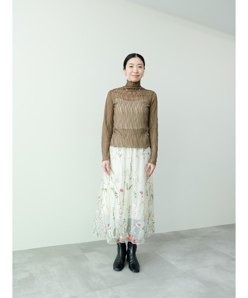 DOLLUPOOPS（ドールアップウップス）の「フローラル刺繍チュールスカート（スカート・レディース・ブラック/ベージュ系・FREE）」の7枚目の写真