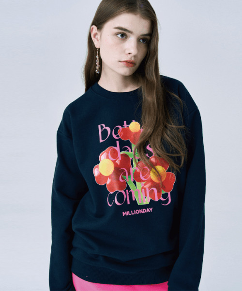 MILLION DAY(ミリオンデイ)の「MILLION BALLOON FLOWER SWEATSHIRT(スウェット・レディース・アイボリー/ダークグリーン/ネイビー・LARGE/X-LARGE/MEDIUM)」の3枚目の写真