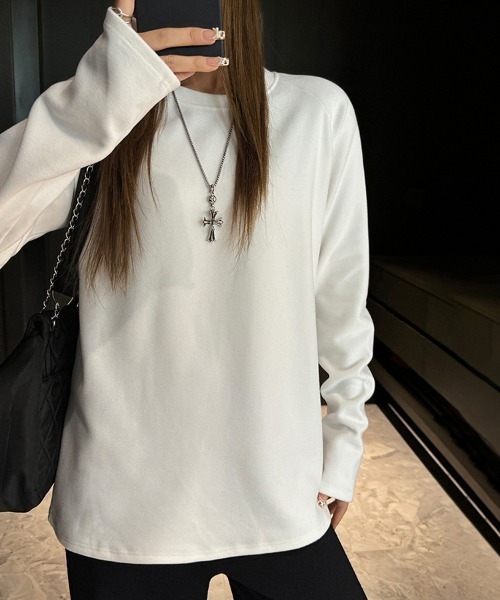 ONEP STAR（ワンピスター）の「クルーネック長袖プルオーバー（Tシャツ/カットソー・レディース・ダークブラウン/ホワイト/グレー/ブラック・X-LARGE/LARGE/MEDIUM）」の2枚目の写真