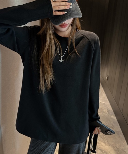 ONEP STAR（ワンピスター）の「クルーネック長袖プルオーバー（Tシャツ/カットソー・レディース・ダークブラウン/ホワイト/グレー/ブラック・X-LARGE/LARGE/MEDIUM）」の3枚目の写真