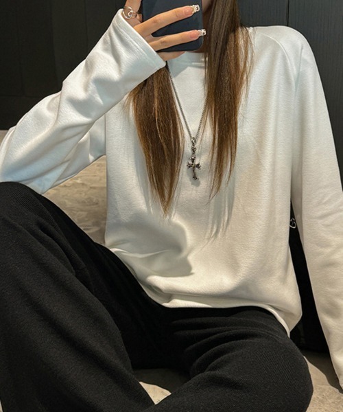 ONEP STAR（ワンピスター）の「クルーネック長袖プルオーバー（Tシャツ/カットソー・レディース・ダークブラウン/ホワイト/グレー/ブラック・X-LARGE/LARGE/MEDIUM）」の6枚目の写真