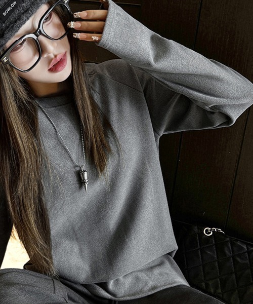 ONEP STAR（ワンピスター）の「クルーネック長袖プルオーバー（Tシャツ/カットソー・レディース・ダークブラウン/ホワイト/グレー/ブラック・X-LARGE/LARGE/MEDIUM）」の8枚目の写真