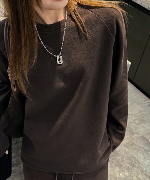 ONEP STAR（ワンピスター）の「クルーネック長袖プルオーバー（Tシャツ/カットソー・レディース・ダークブラウン/ホワイト/グレー/ブラック・X-LARGE/LARGE/MEDIUM）」の9枚目の写真