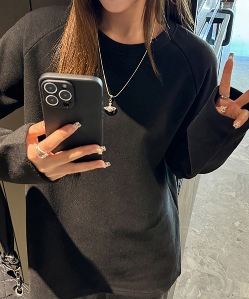 ONEP STAR（ワンピスター）の「クルーネック長袖プルオーバー（Tシャツ/カットソー・レディース・ダークブラウン/ホワイト/グレー/ブラック・X-LARGE/LARGE/MEDIUM）」の10枚目の写真