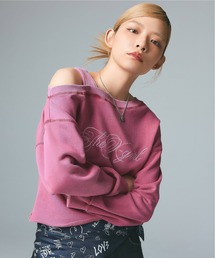 X-girl（エックスガール）の「FADED LAYERED SHOULDER SWEAT TOP（スウェット・レディース）」