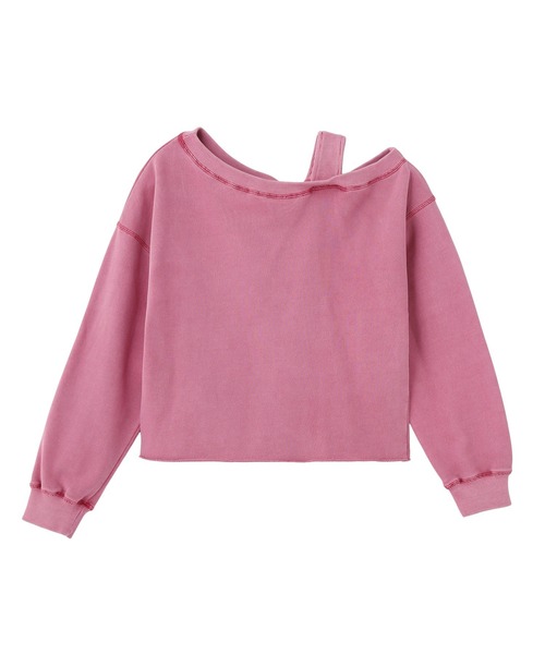 X-girl(エックスガール)の「FADED LAYERED SHOULDER SWEAT TOP(スウェット・レディース・ブラック/グレー/ピンク・S/M)」の10枚目の写真