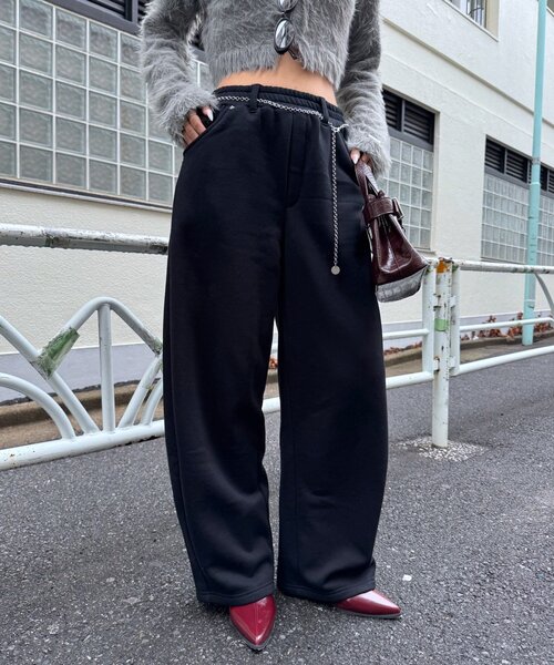 mline（エムライン）の「[mline]カーブスウェットパンツ（その他パンツ・レディース・ブラック/グレー・1/2）」の3枚目の写真