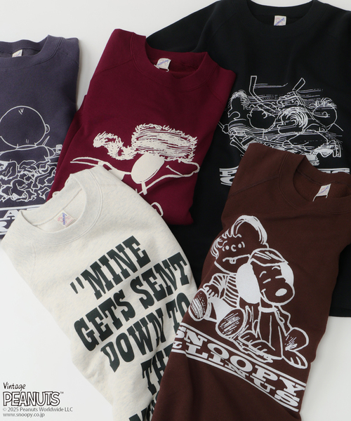 Vintage PEANUTS(ビンテージピーナッツ)の「PEANUTS / ピーナッツ 別注 FANTASY A&G INC プリント スウェット HOLIDAY(スウェット・メンズ・ブラック/アイボリー/ブラウン/ネイビー/レッド・MEDIUM/LARGE/X-LARGE)」の6枚目の写真