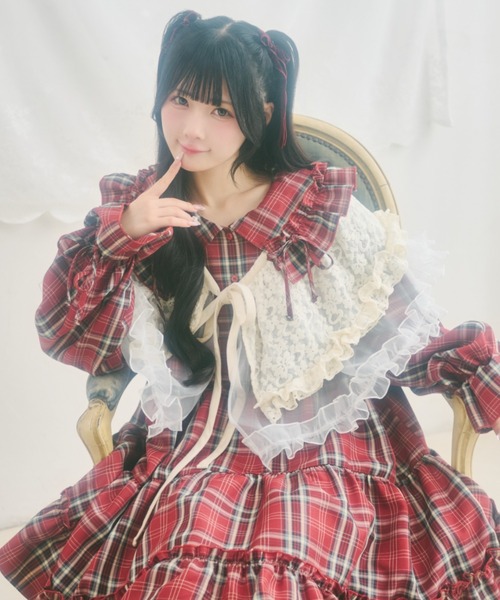 kutir(クティール)の「【クティールとレトロ】マルチウェイボリュームレースフリル(付け襟・レディース・オレンジ/ベージュ/ピンク/オフホワイト・FREE)」の2枚目の写真