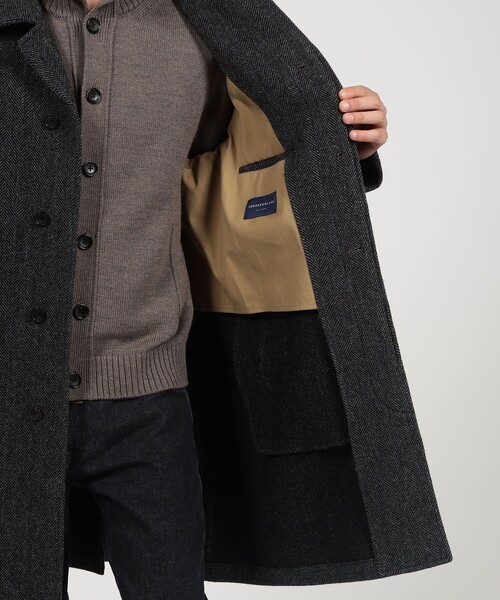 TOMORROWLAND （トゥモローランド）の「ブリティッシュウールツイード バルカラーコート ZANIERI（ステンカラーコート・メンズ・ダークグリーン/ブラウン系その他/チャコールグレー・M/L/XS/S）」の8枚目の写真