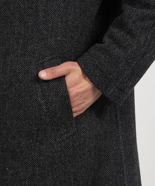 TOMORROWLAND （トゥモローランド）の「ブリティッシュウールツイード バルカラーコート ZANIERI（ステンカラーコート・メンズ・ダークグリーン/ブラウン系その他/チャコールグレー・M/L/XS/S）」の12枚目の写真