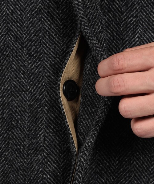 TOMORROWLAND （トゥモローランド）の「ブリティッシュウールツイード バルカラーコート ZANIERI（ステンカラーコート・メンズ・ダークグリーン/ブラウン系その他/チャコールグレー・M/L/XS/S）」の14枚目の写真