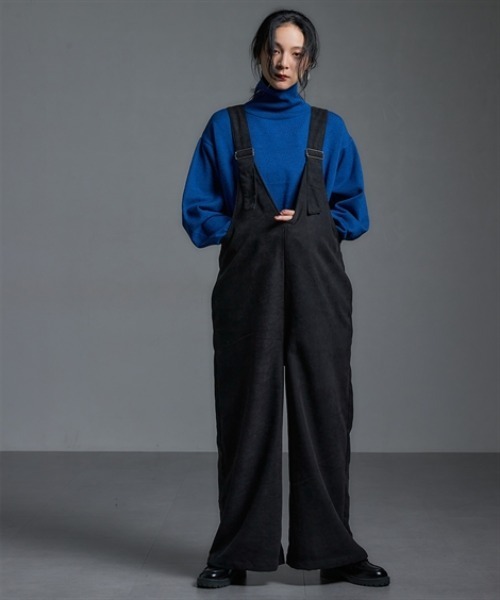 Soiunique（スワユニーク）の「V開きゆったりサイズオールインワン ［Soiunique］（つなぎ/オールインワン・レディース・チャコール/ブラック・M～Ｌ/L～LL）」の7枚目の写真