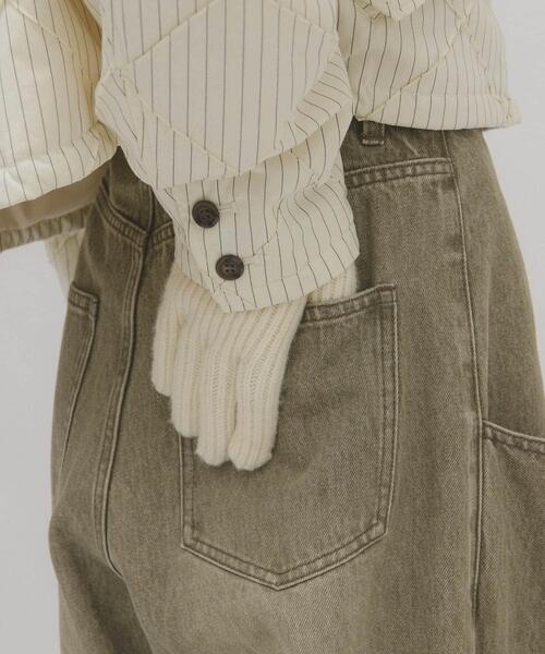 KBF（ケイビーエフ）の「リブニットグローブ（手袋・レディース・アイボリー/ライトブルー/ブラウン・ONE）」の6枚目の写真