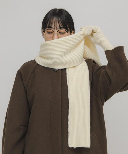 KBF（ケイビーエフ）の「リブニットグローブ（手袋・レディース・アイボリー/ライトブルー/ブラウン・ONE）」の8枚目の写真