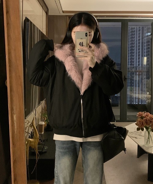 リバーシブルフード付きアウター