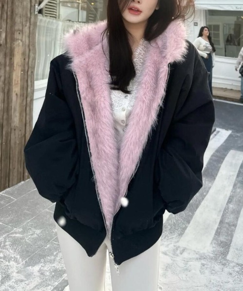 リバーシブルフード付きアウター