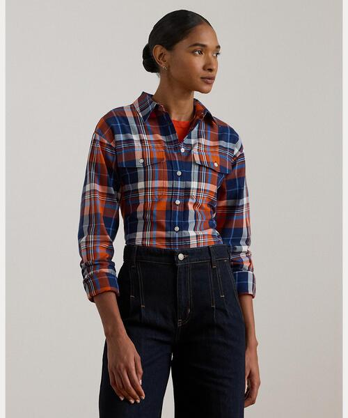 LAUREN RALPH LAUREN(ローレン ラルフ ローレン)の「チェック コットン ツイル シャツ(シャツ/ブラウス・レディース・マルチ・M/XS/S)」の1枚目の写真