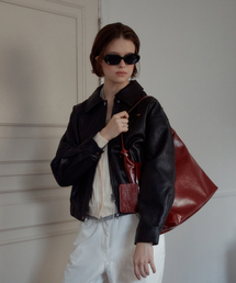 WASHED FAUX LEATHER JUMPER_BLACK