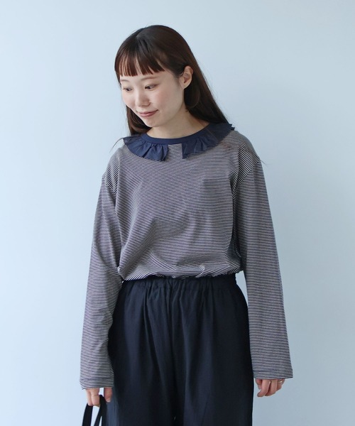 bulle de savon（ビュルデサボン）の「frill×border 長袖プルオーバー（Tシャツ/カットソー・レディース・ブラック/ネイビー・FREE）」の17枚目の写真