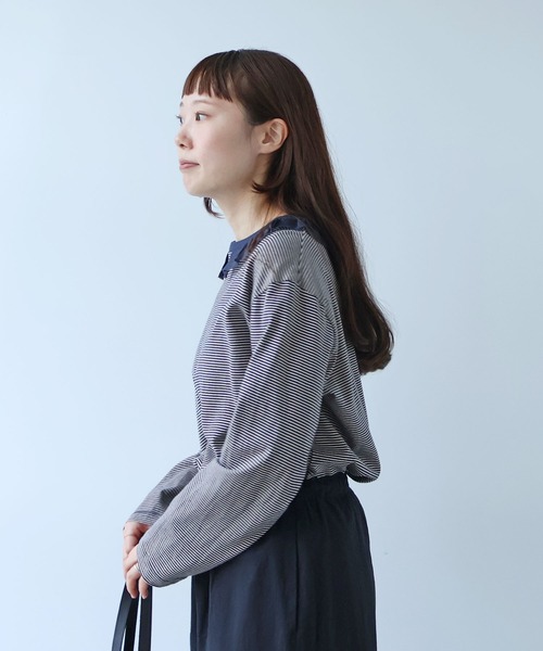 bulle de savon（ビュルデサボン）の「frill×border 長袖プルオーバー（Tシャツ/カットソー・レディース・ブラック/ネイビー・FREE）」の18枚目の写真