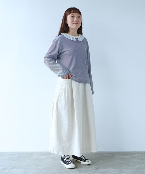 bulle de savon（ビュルデサボン）の「frill×border 長袖プルオーバー（Tシャツ/カットソー・レディース・ブラック/ネイビー・FREE）」の15枚目の写真