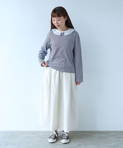 bulle de savon（ビュルデサボン）の「frill×border 長袖プルオーバー（Tシャツ/カットソー・レディース・ブラック/ネイビー・FREE）」の16枚目の写真