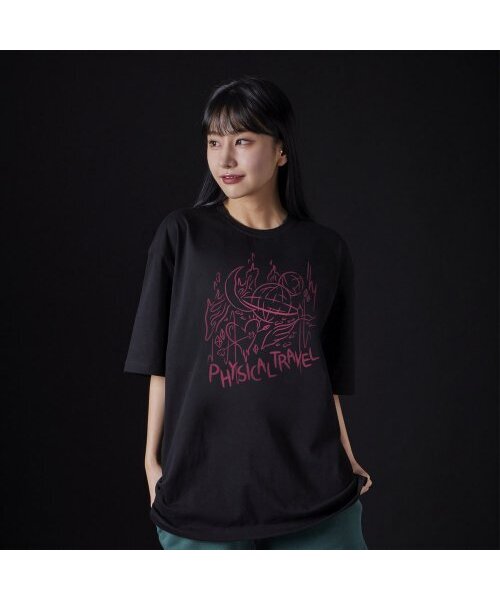ASTRAL PROJECTION（アストラルプロジェクション）の「[オーバーサイズ]フィジカルトラベル 13番手綿ラウンドネック半袖Tシャツ_ブラック（Tシャツ/カットソー・メンズ・その他・LARGE/MEDIUM/X-LARGE）」の2枚目の写真