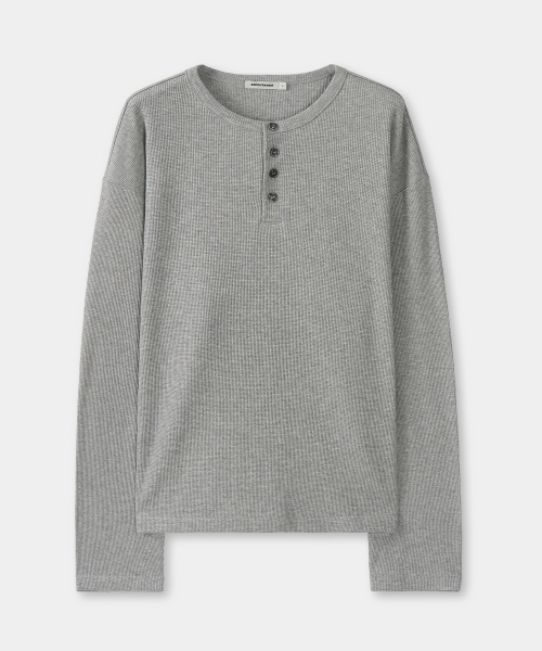 EXCONTAINER(エックスコンテナ)の「ヘンリーネックワッフルロングスリーブ(グレー)(Tシャツ/カットソー・メンズ・その他・MEDIUM/LARGE/X-LARGE/SMALL)」の6枚目の写真