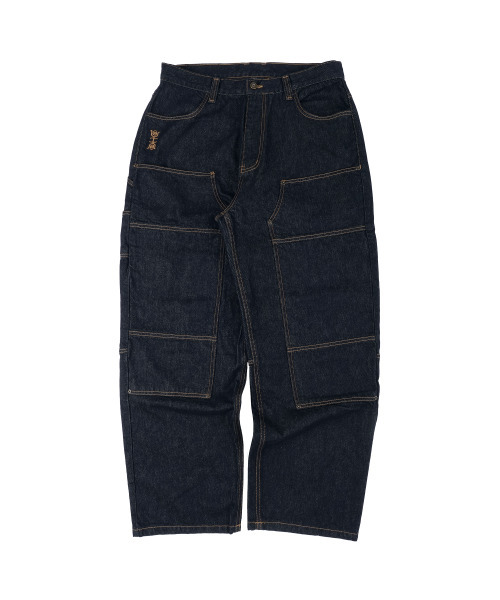 ERTR（イーアールティーアール）の「Gemini Emanate Logo Double Knee Pants Indigo（デニムパンツ・レディース・その他・LARGE/SMALL/MEDIUM）」の5枚目の写真