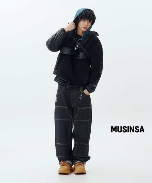 ERTR（イーアールティーアール）の「Gemini Emanate Logo Double Knee Pants Indigo（デニムパンツ・レディース・その他・LARGE/SMALL/MEDIUM）」の2枚目の写真