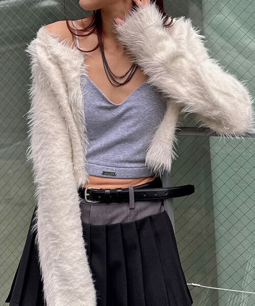 mline（エムライン）の「[mline]シャギーショート カーディガン（カーディガン/ボレロ・レディース・チャコールグレー/ブラック/アイボリー/ベージュ・FREE）」の20枚目の写真