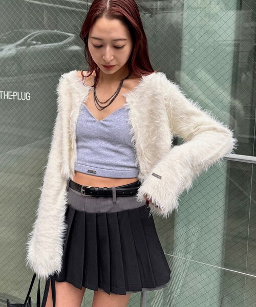 mline（エムライン）の「[mline]シャギーショート カーディガン（カーディガン/ボレロ・レディース・チャコールグレー/ブラック/アイボリー/ベージュ・FREE）」の14枚目の写真