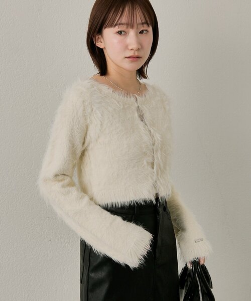 mline（エムライン）の「[mline]シャギーショート カーディガン（カーディガン/ボレロ・レディース・チャコールグレー/ブラック/アイボリー/ベージュ・FREE）」の10枚目の写真