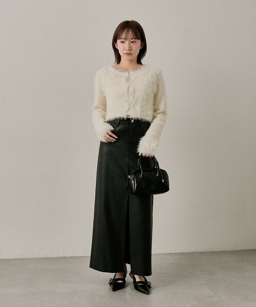 mline（エムライン）の「[mline]シャギーショート カーディガン（カーディガン/ボレロ・レディース・チャコールグレー/ブラック/アイボリー/ベージュ・FREE）」の6枚目の写真