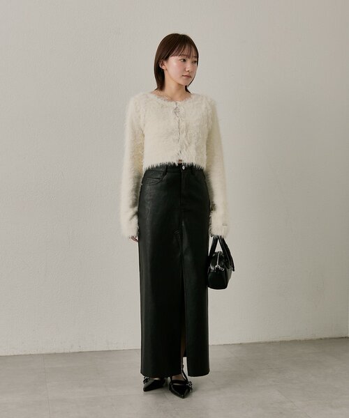 mline（エムライン）の「[mline]シャギーショート カーディガン（カーディガン/ボレロ・レディース・チャコールグレー/ブラック/アイボリー/ベージュ・FREE）」の5枚目の写真