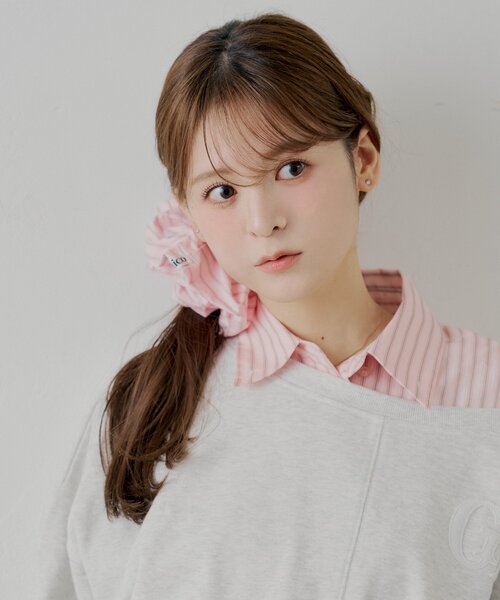 Chico（チコ）の「ストライプBIGシュシュ（シュシュ・レディース・ピンク/ブルー/ベージュ・FREE）」の4枚目の写真